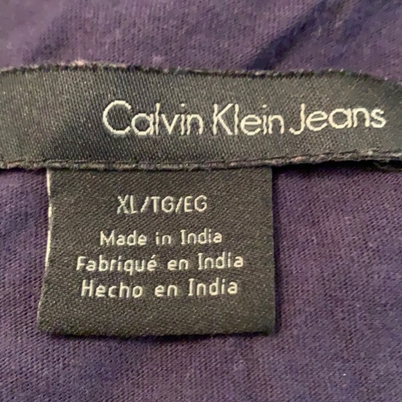 Calvin Klein Jeans Blouse Navy Blue Long Sleeves Button Down Top Shirt XL Talla - Picture 8 of 10